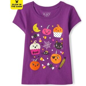 Toddler Girls Glow Halloween Doodle Graphic Tee